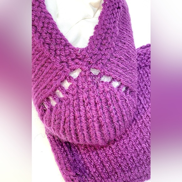 NWT Hand Knit Ladies House Slippers in Royal Purple Size Large - Picture 4 of 6